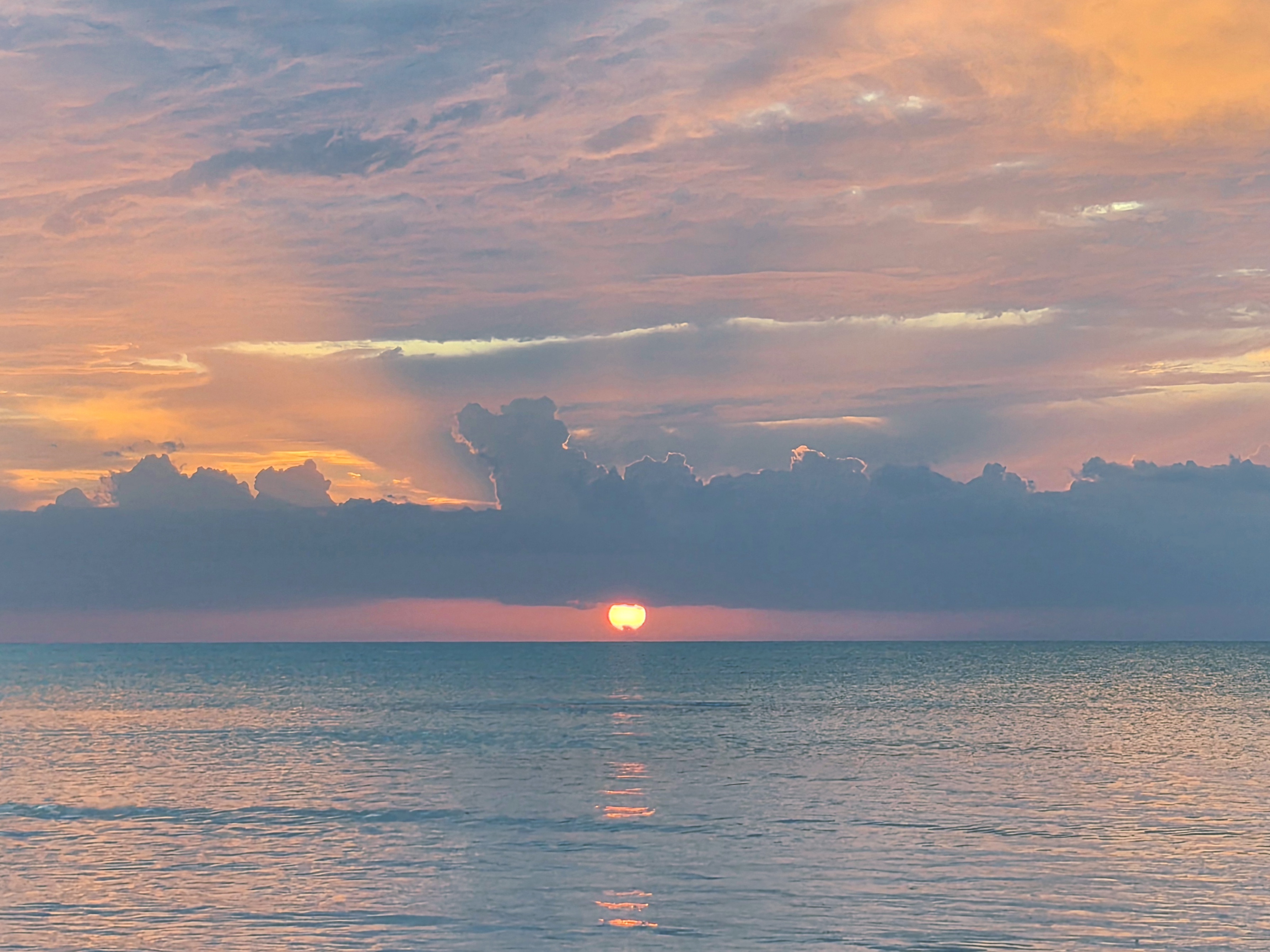 Sunset over the Caribbean Sea at Holbox.